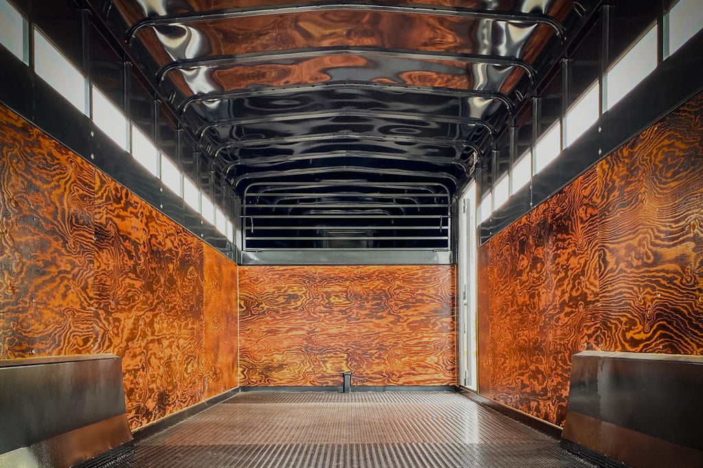 Interior Custom Stock Trailer with wood paneling